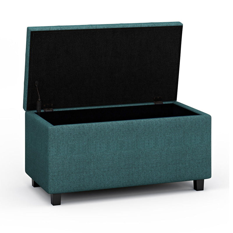 Upholstery Storage Ottoman - Dark Brown / Teal Blue