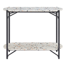 Load image into Gallery viewer, Faux Terrazzo Oval Console Table With Shelf - White / Black
