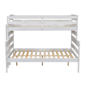 Wood Twin over Full Bunk Bed with Ladder, White