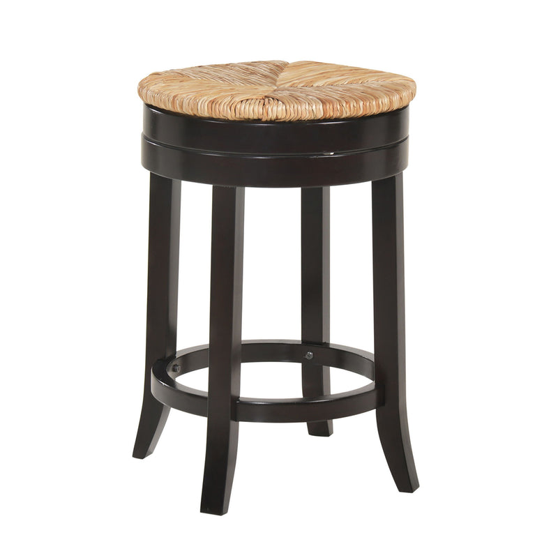 Solid Wood Swivel Backless Counter Height Bar Chair - Natural And Espresso