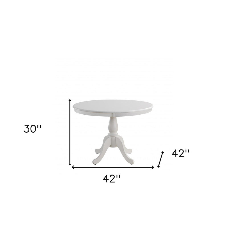 42" Rounded Solid Manufactured Wood And Solid Wood Pedestal Base Dining Table - White