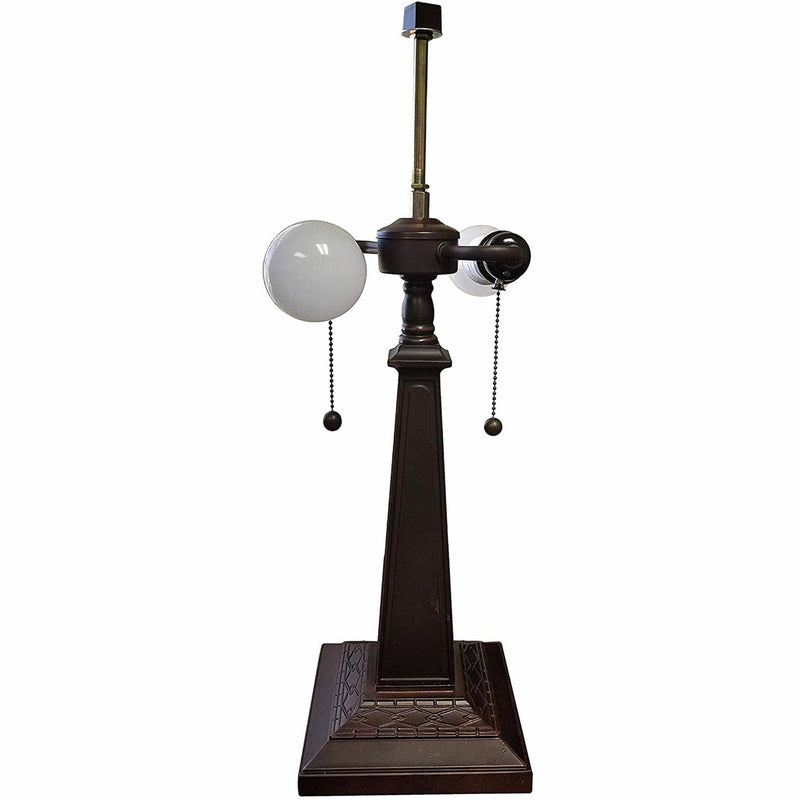 22" Metal Two-Light Candlestick Vintage Look Table Lamp With White Shade - Dark Brown