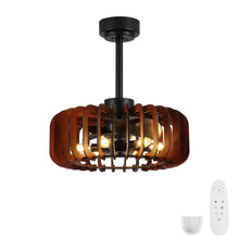 Load image into Gallery viewer, Ceiling Fan, Fandelier With 6 E12 Sockets, Reversible DC Motor, 6 Speeds, Remote Control, Adjustable Hanging - Black / Brown

