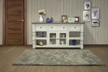 Load image into Gallery viewer, Solid Wood, Open Shelving Distressed TV Stand - Ivory
