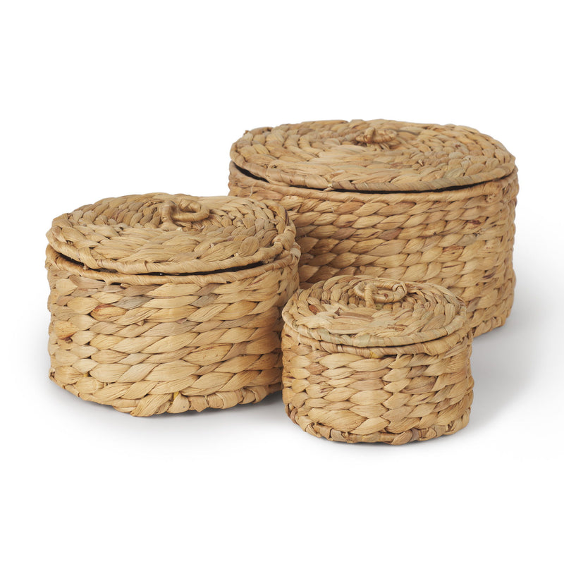 Fabric Decorative Box Tabletop Sculpture (Set of 3) - Brown