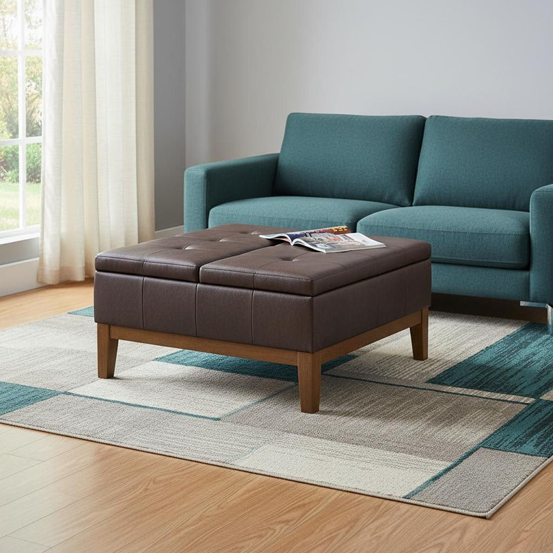 36" Upholstery Storage Ottoman - Walnut / Brown