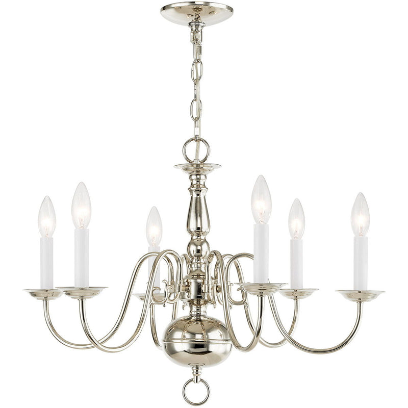 18'' Six Light Dimmable Chandelier With Shades - Nickel