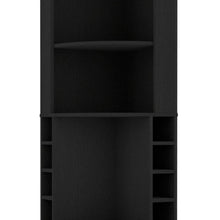 Load image into Gallery viewer, 71'' Wood Corner Bar Cabinet With Two Doors - Black
