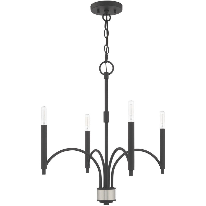 Four Light Dimmable Chandelier With Shades - Gray