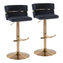 Load image into Gallery viewer, Cinch - Glam / Art Deco Adjustable Barstool With Swivel With Rounded T Footrest (Set of 2)
