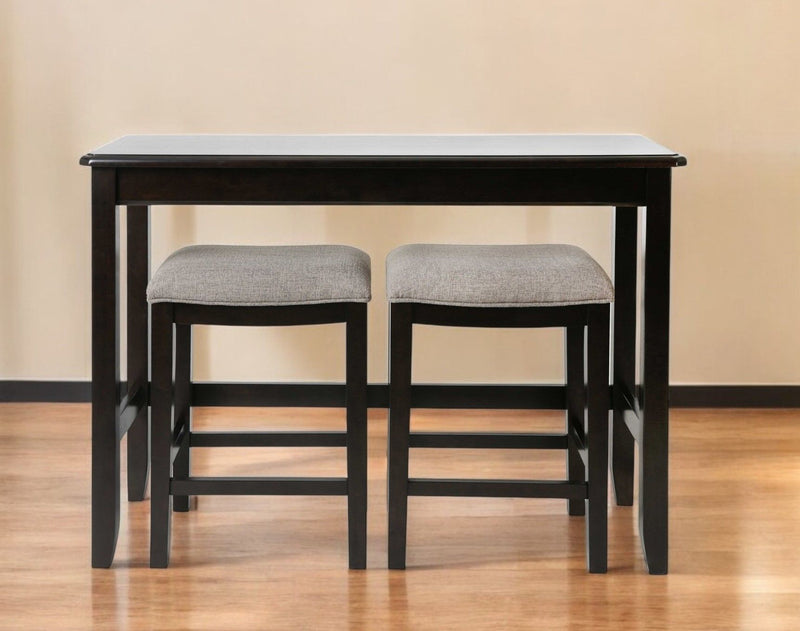 Brown UpholsteRed / Solid Wood Backless Bar Chair - Light Gray / Dark