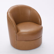 Load image into Gallery viewer, Swivel Accent Chair With 360° Smooth Spin - Black / Light Brown / Silver
