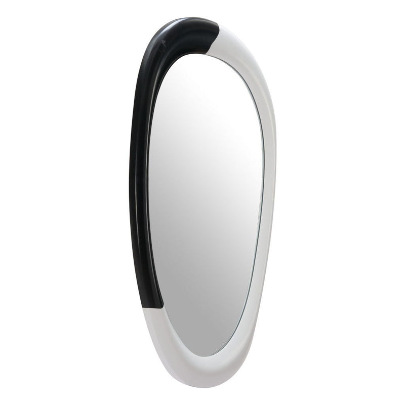 31" Steel Oval Geometric Framed Accent Mirror - White