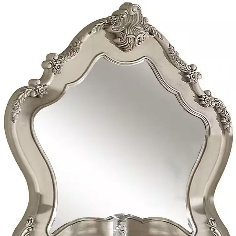 48" Abstract Framed Mounted Dresser Mirror - White