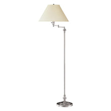 Load image into Gallery viewer, Swing Arm Floor Lamp With Beige Fabric Empire Shade - Nickel
