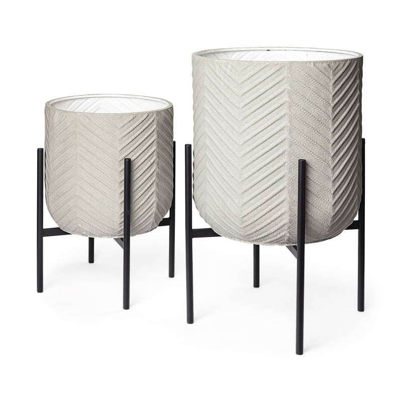 Round Pot Planters (Set of 2) (609416) - Black