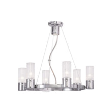 Load image into Gallery viewer, Six Light Metal Dimmable Chandelier With Shades - Silver / Clear
