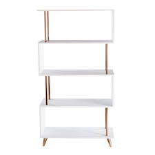 Squiggle Four Tier Etagere Bookcase - White