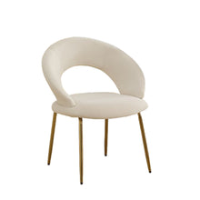 Load image into Gallery viewer, Boucle Metal Curved Back Dining Side Chair - White / Gold

