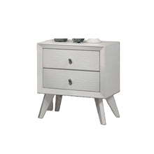 Load image into Gallery viewer, Nightstand With Angled Legs, Round Knobs, Wave Texture, 2 Drawer Bedside Table - White
