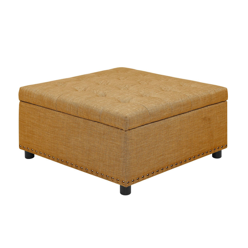 Tufted Storage Ottoman With Button Tufting And Nailhead Trim