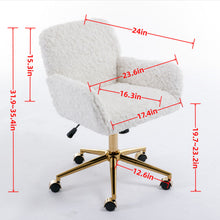 Load image into Gallery viewer, Office Chair, Artificial Rabbit Hair Home Office Chair With Metal Base, Adjustable Desk Chair Swivel Office Chair, Vanity Chair
