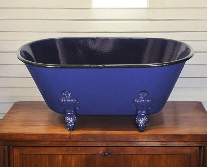 Hand Painted Decorative Tub Tabletop Sculpture (399641) - Blue