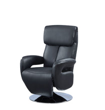 Load image into Gallery viewer, Tufted Genuine Leather Power Swivel Recliner (730563) - Black

