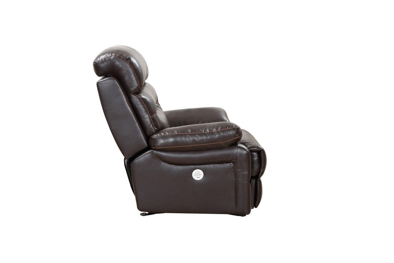 Leather Match Manual Gliding Recliner (366313) - Brown