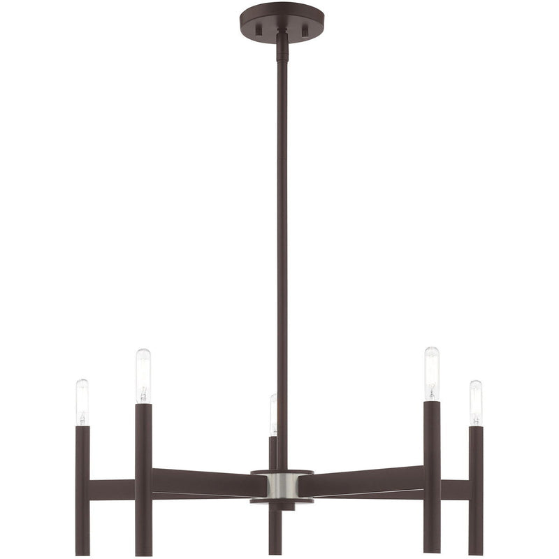 20'' 5-Light Dimmable Chandelier & Shades - Bronze