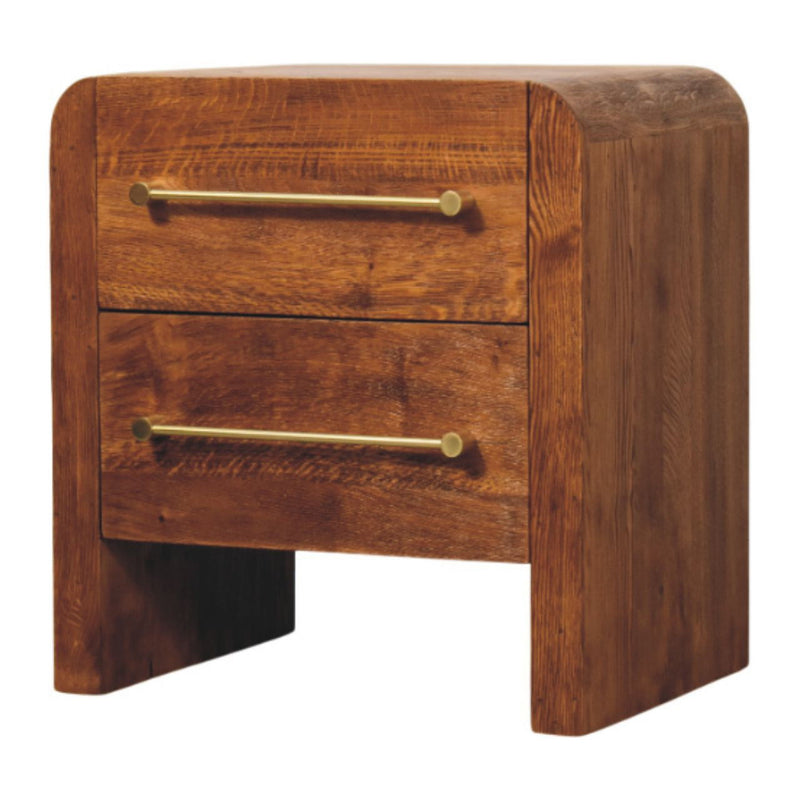 Solid Wood Two Drawer Nightstand (738178) - Oak