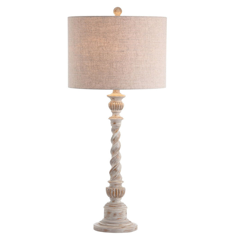 33" Table Lamp With Drum Shade - White