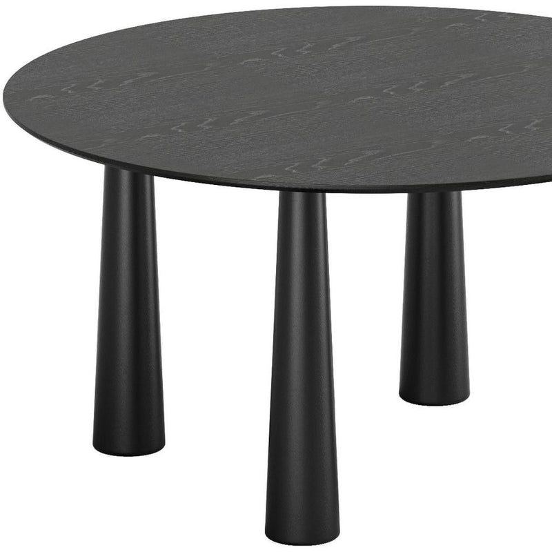 Solid Wood Round Top Dining Table - Black