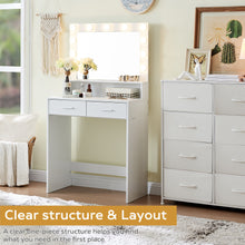 Load image into Gallery viewer, Vanity Desk With Mirror And Lights, Dressing Table With Large Drawer, 2 Level Storage Dresser &amp; 3 Lighting Modes Adjustable Brightness, Suitable For Bedroom
