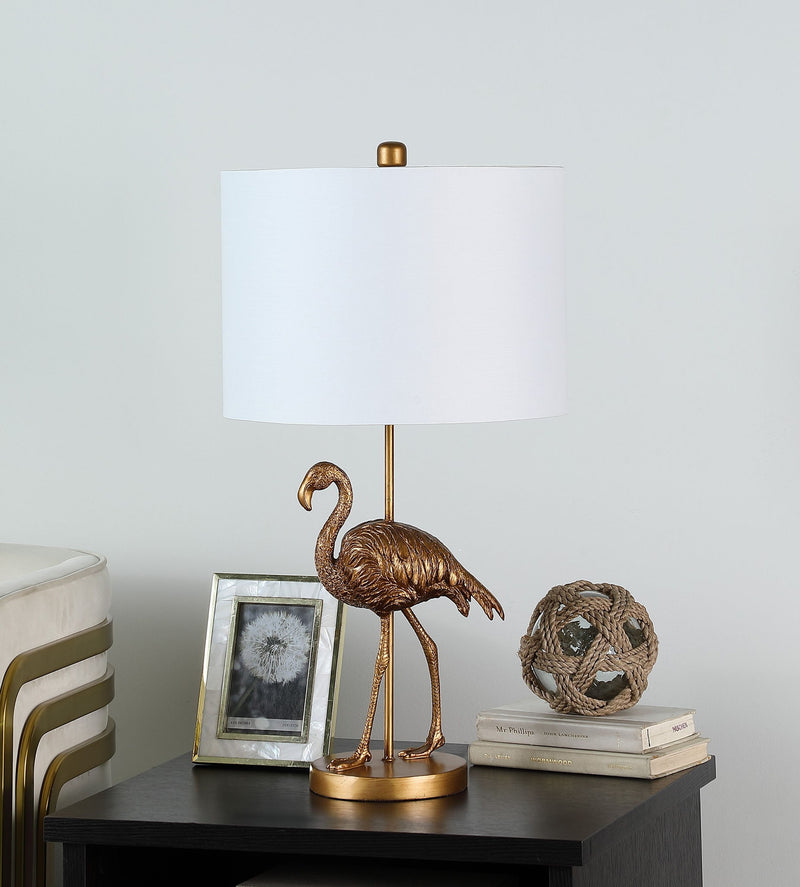 26" Flamingo Table Lamp With Drum Shade - Gold