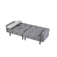 Load image into Gallery viewer, Convertible Futon Sofa Bed, Adjustable Couch Sleeper, Modern Fabric Linen Upholstered Futon Sofa bed with Wooden Legs &amp; 2 Pillows for Apartment, Living Room, Studio. (Grey)
