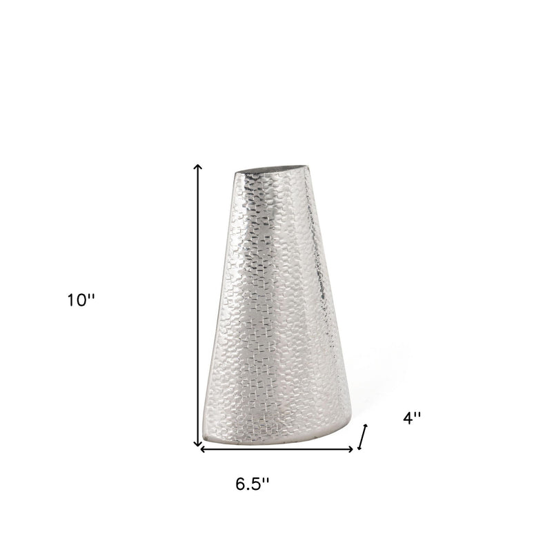 Hammered Cone Table Vase - Silver