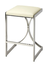 Load image into Gallery viewer, Backless Counter Height Bar Chair - Off White / Silver
