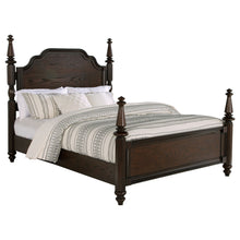 Load image into Gallery viewer, 4 Poster California King Bed With Serpentine Headboard - Dark Oak
