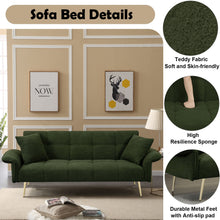 Load image into Gallery viewer, Convertible Double Futon Sofa Bed With Folding Armrests For Living Rooms
