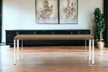 Load image into Gallery viewer, Wood Stainless Steel Dining Table - Brown / Silver
