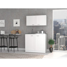 Load image into Gallery viewer, 42" Wood Accent Cabinet Set With Four Doors - Black And White
