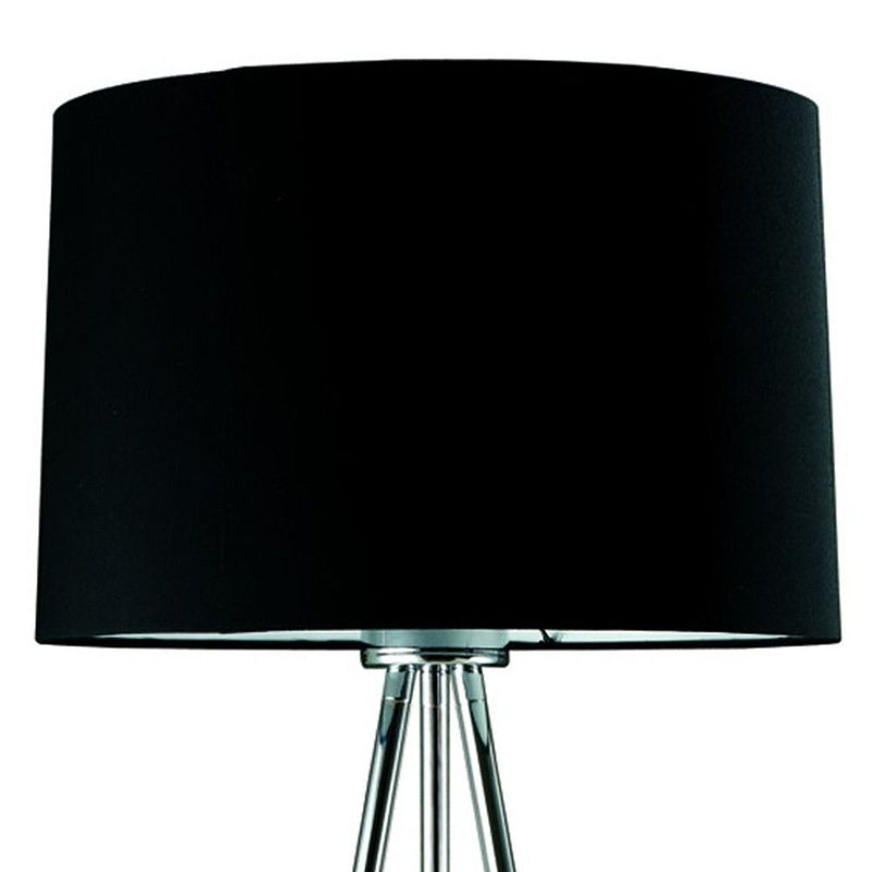 Tripod Floor Lamp With Black Fabric Drum Shade - Silver