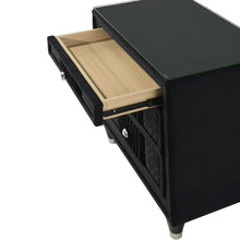 Load image into Gallery viewer, 1 Piece Nightstand Upholstery Textured Look Luxurious Feel Drawer Fronts Crystal Style Knobs - Black
