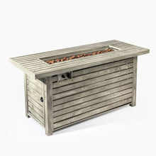 Load image into Gallery viewer, 54&quot; Propane Gas Fire Pit Table, 50000 Btu Rectangular Steel Fire Pit With Imitation Wood Grain For Outside Patio Deck Garden Courtyard - Light Beige
