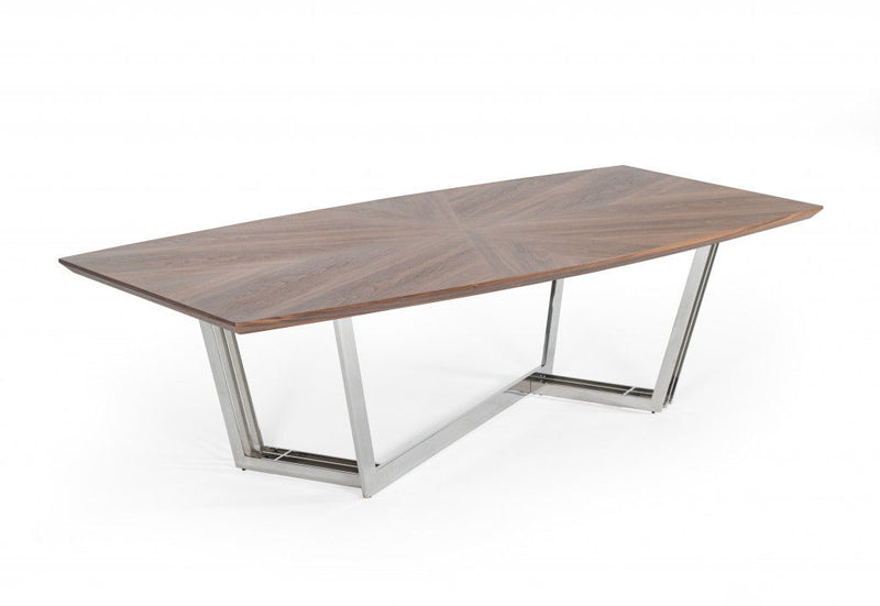 107" Rectangular Manufactured Wood And Iron Dining Table - Brown