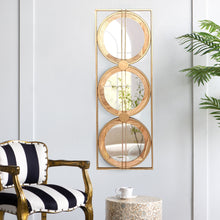Load image into Gallery viewer, 3 Mirror Piece Wall Mirror InRectangular Frame, Home Wall Decor For Bedroom Living Room - Brown
