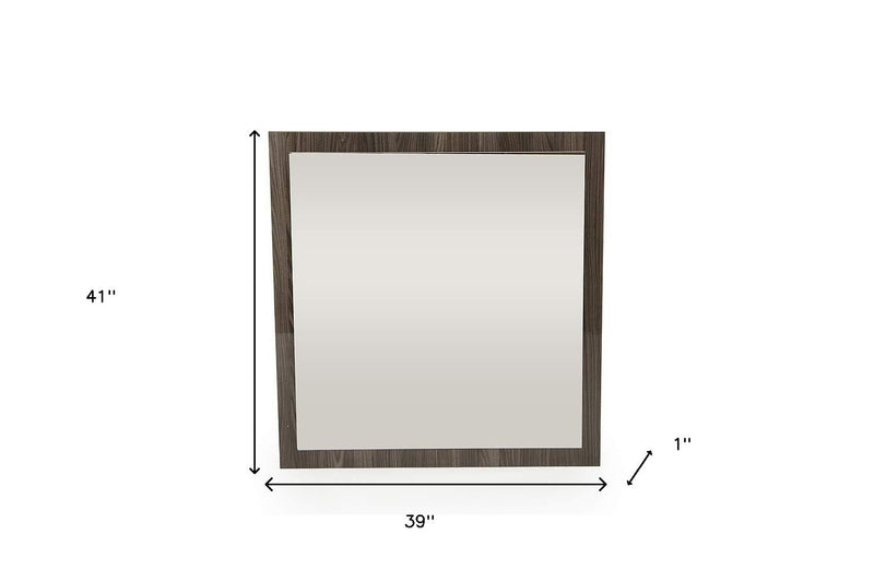 41" Square Framed Mounted Accent Mirror - Gray
