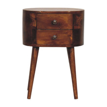 Load image into Gallery viewer, 20" Solid Wood Oval Distressed Two Drawer Nightstand - Brown
