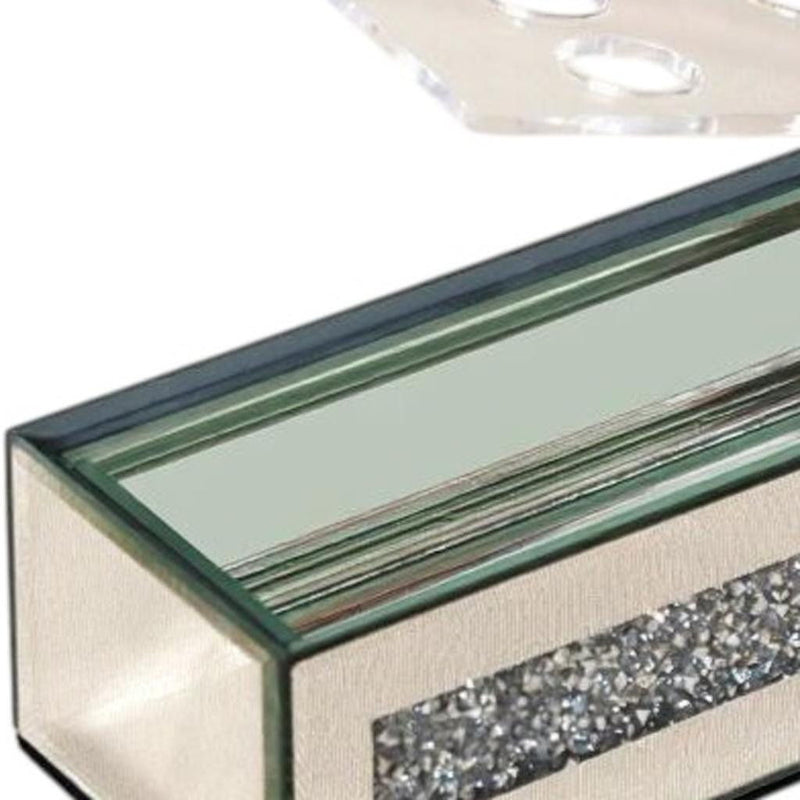 Mirrored Table Vase With Crystals - Silver